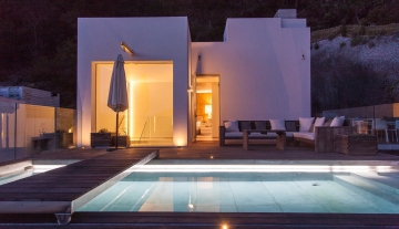 Resa estates Ibiza modern villa Cala llonga golf sale te koop house exterior night.jpg